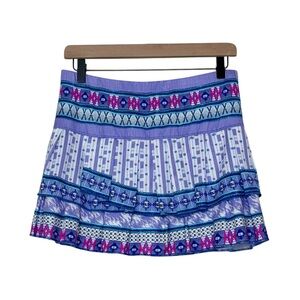 Lucky in Love Tiered Ruffled Flounce Tennis Skirt Purple Pull On Medium